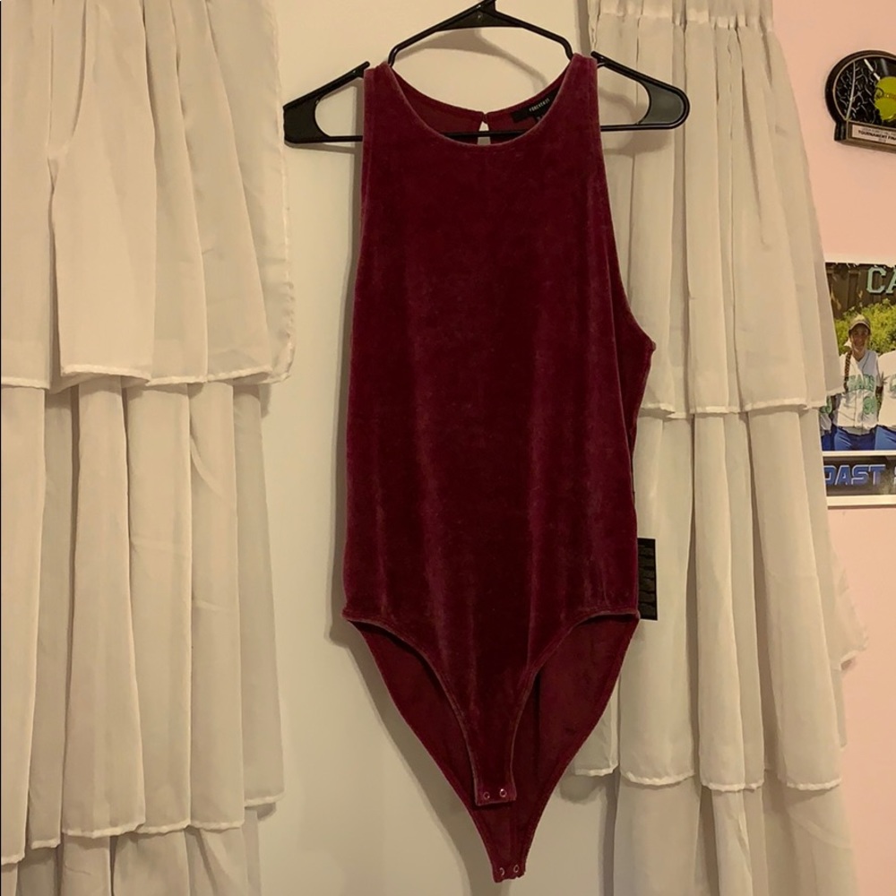high neck velvet body suit